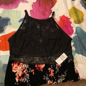 INC International Concepts Lace and Velvet Short Lingerie Nightgown